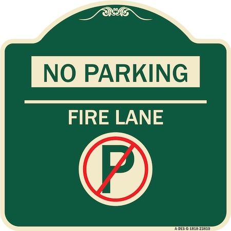 No Parking Fire Lane With No Parking Symbol Heavy-Gauge Aluminum Architectural Sign